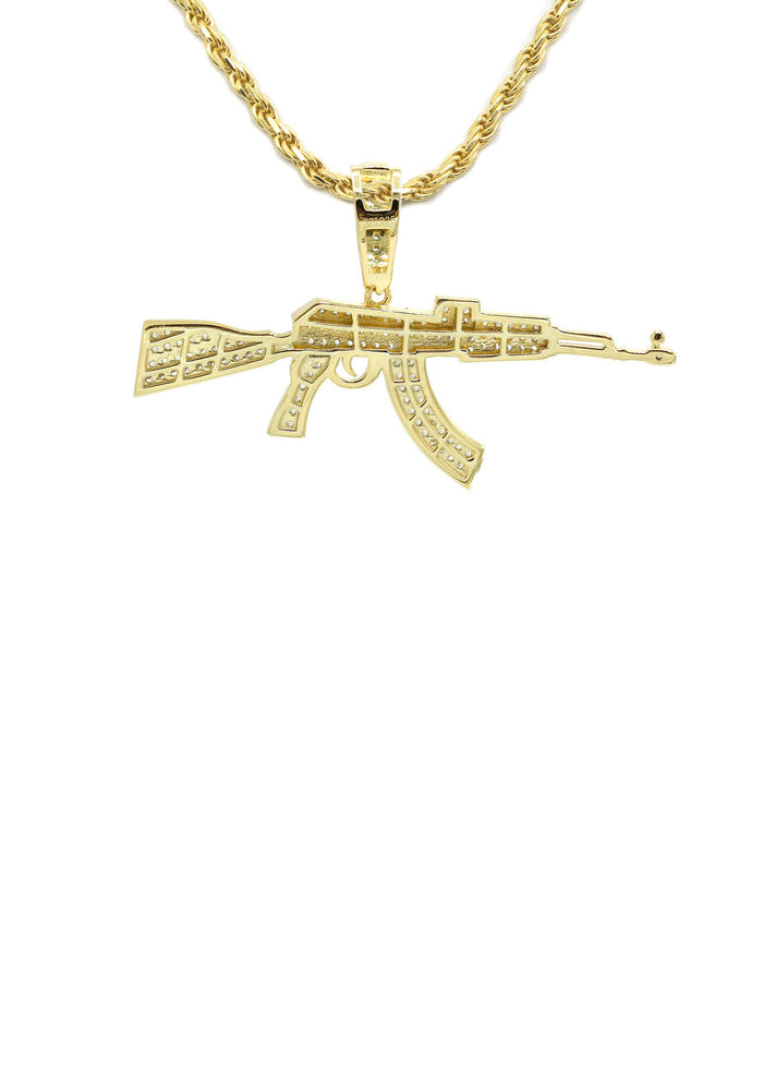 Silver Necklace - Gold Gun Necklace | 14.6 Grams