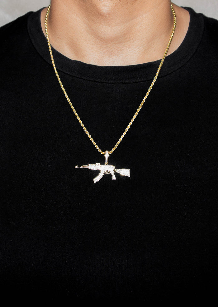 Silver Necklace - Gold Gun Necklace | 14.6 Grams
