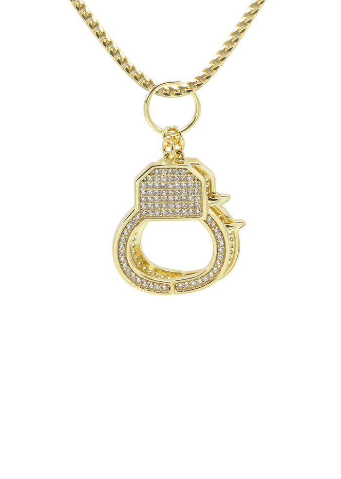 Silver Necklace - Gold Hand Cuffs Necklace | 13.3 Grams