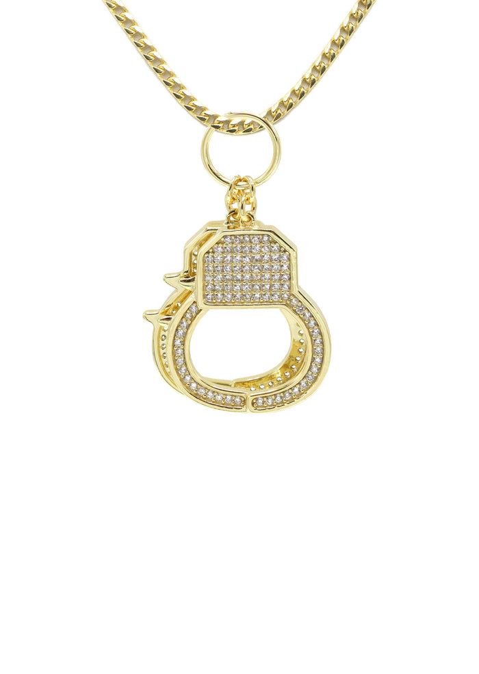 Silver Necklace - Gold Hand Cuffs Necklace | 13.3 Grams