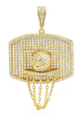 Silver Pendant - Gold Basketball Hoop Pendant | Appx 11.2 Grams