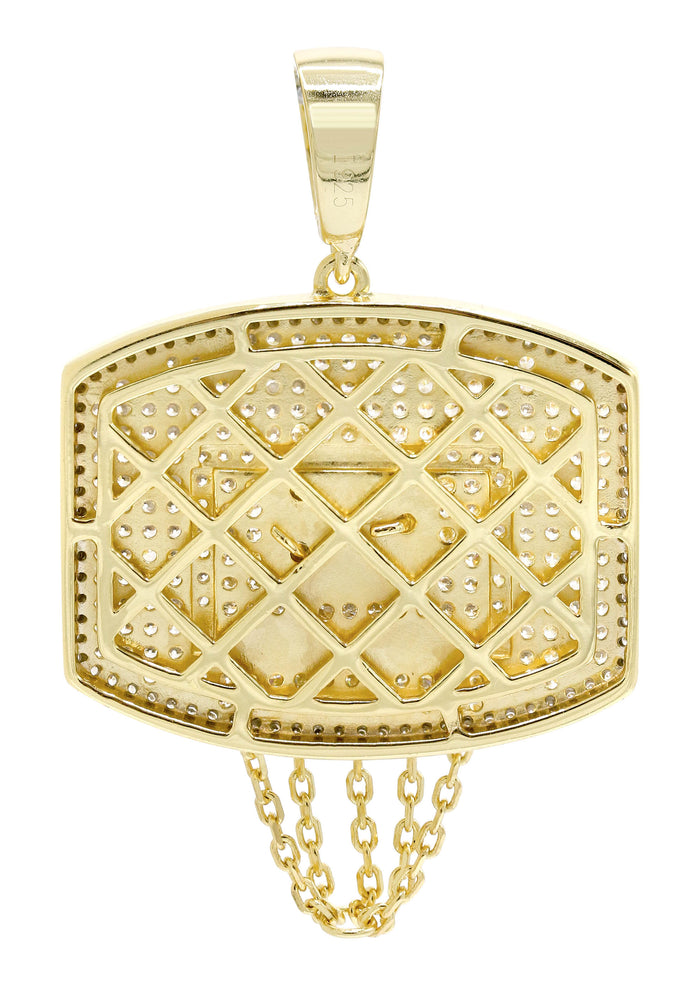 Silver Pendant - Gold Basketball Hoop Pendant | Appx 11.2 Grams