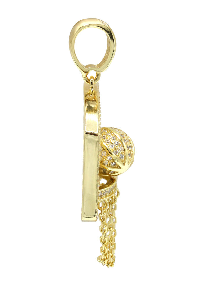 Silver Pendant - Gold Basketball Hoop Pendant | Appx 11.2 Grams