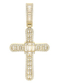 Silver Pendant - Gold Cross Baguette Pendant | Appx 11 Grams