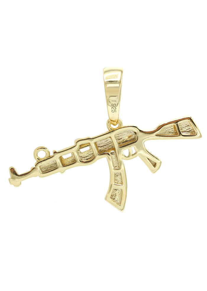 Silver Pendant - Gold Gun Pendant | Appx 2.2 Grams