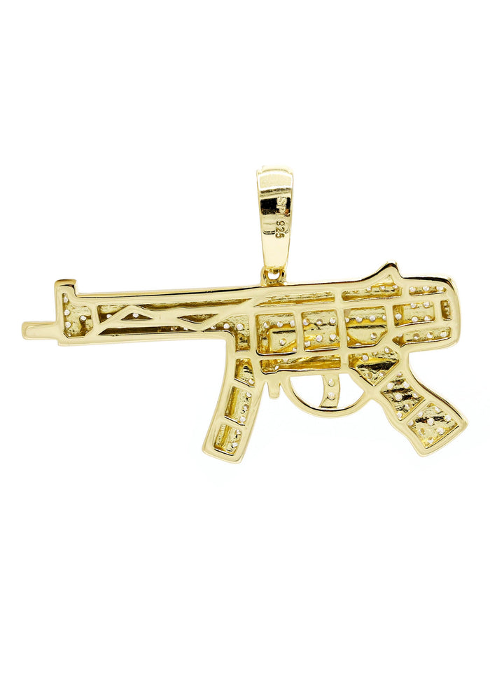 Silver Pendant - Gold Gun Pendant | Appx 6.4 Grams