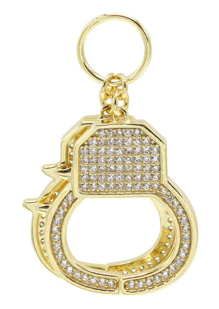 Silver Pendant - Gold Hand Cuffs Pendant | Appx 4.6 Grams