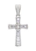 Silver Pendant - Silver Cross Baguette Pendant | Appx 6.7 Grams