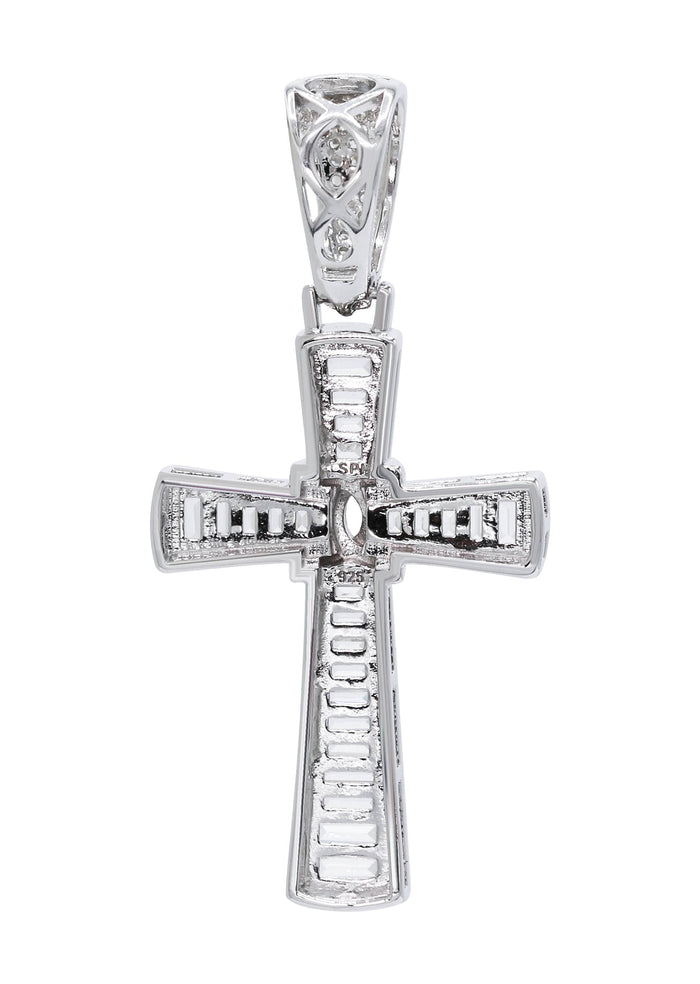 Silver Pendant - Silver Cross Baguette Pendant | Appx 6.7 Grams