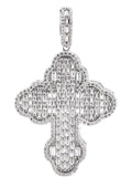 Silver Pendant - White Gold Cross Baguette Pendant | Appx 11 Grams