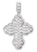 Silver Pendant - White Gold Cross Baguette Pendant | Appx 6.6 Grams