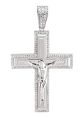 Silver Pendant - White Gold Cross Pendant | Appx 8.2 Grams