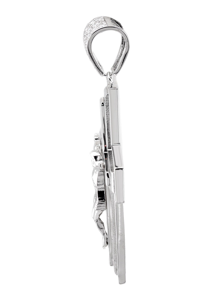 Silver Pendant - White Gold Cross Pendant | Appx 8.2 Grams