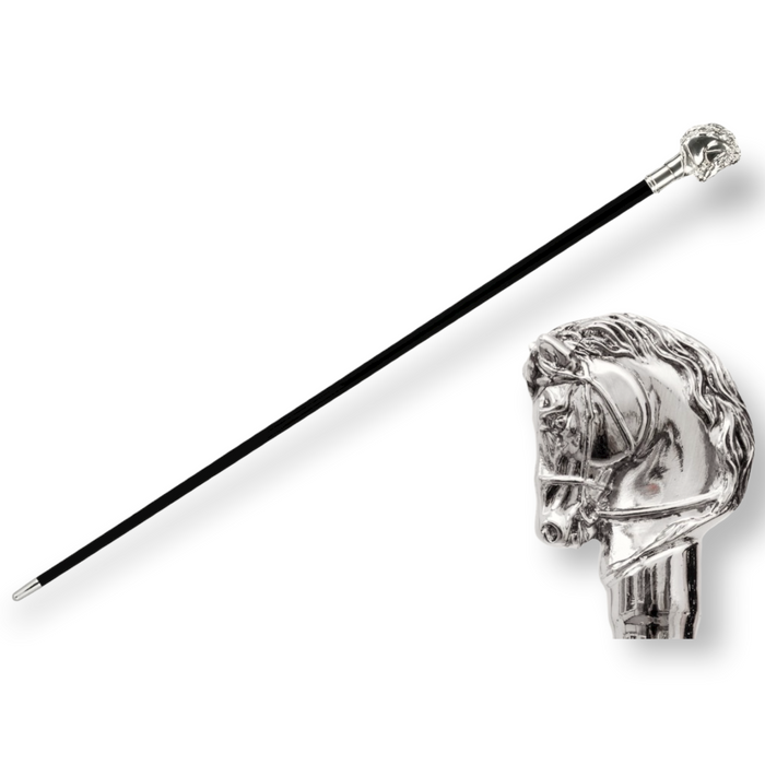 SILVER PLATED HORSE WALKING STICK