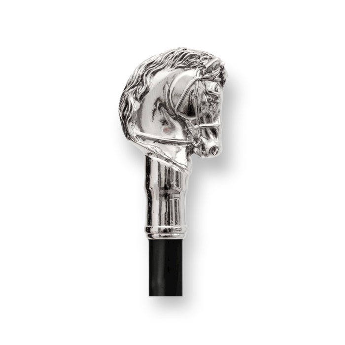 SILVER PLATED HORSE WALKING STICK