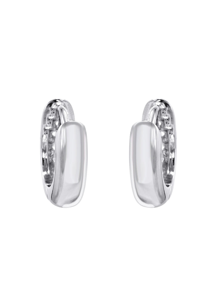 Silver Round Clear CZ Hoop Earrings | Appx. 2.3 Grams