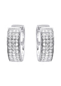 Silver Round Clear CZ Hoop Earrings | Appx. 3 Grams