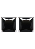 Silver Square Black CZ Stud Earrings | 8 MM | Appx. 2.5 Grams
