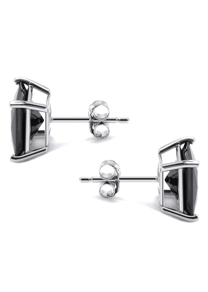 Silver Square Black CZ Stud Earrings | 8 MM | Appx. 2.5 Grams