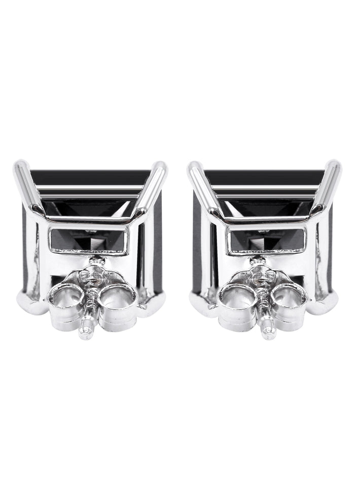 Silver Square Black CZ Stud Earrings | 8 MM | Appx. 2.5 Grams