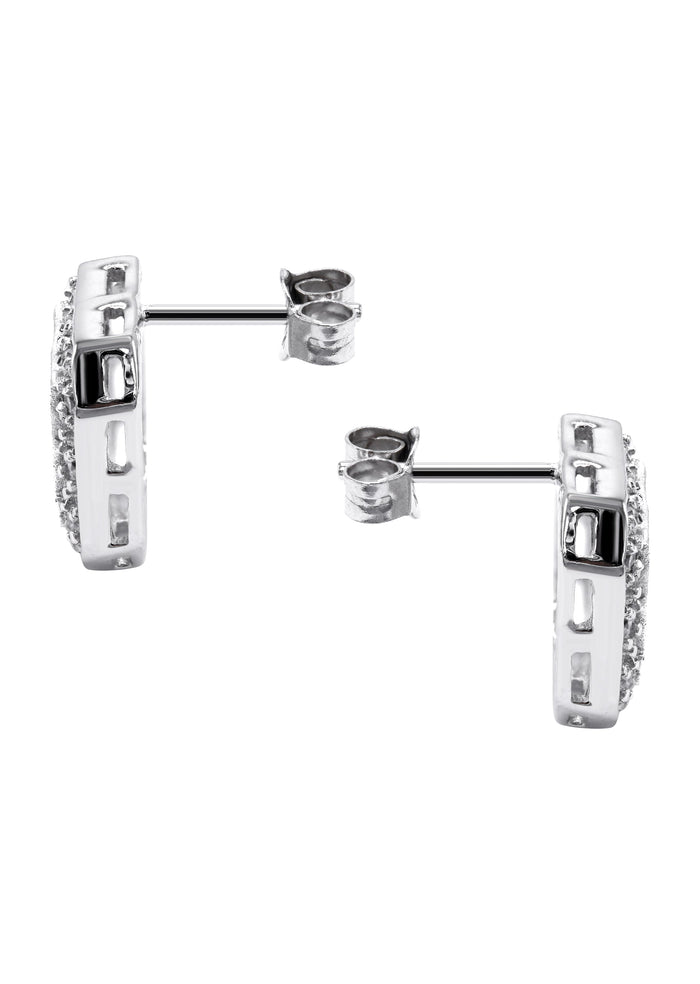 Silver Square Halo Clear CZ Stud Earrings | Appx. 5 Grams