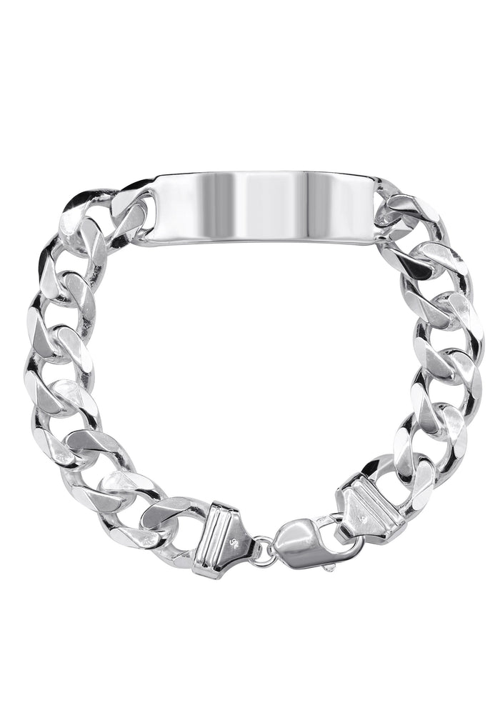 Silver White ID Cuban Bracelet