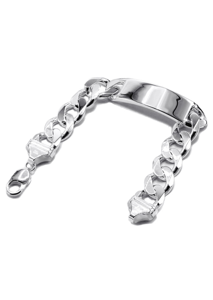 Silver White ID Cuban Bracelet