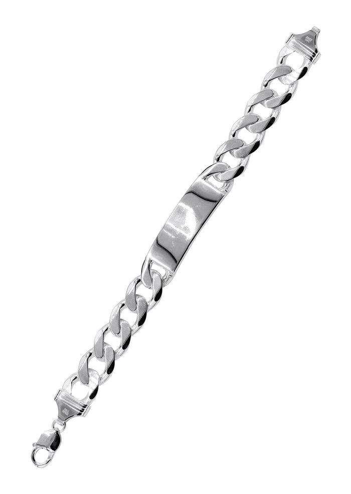 Silver White ID Cuban Bracelet