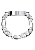 Silver White ID Figaro Bracelet