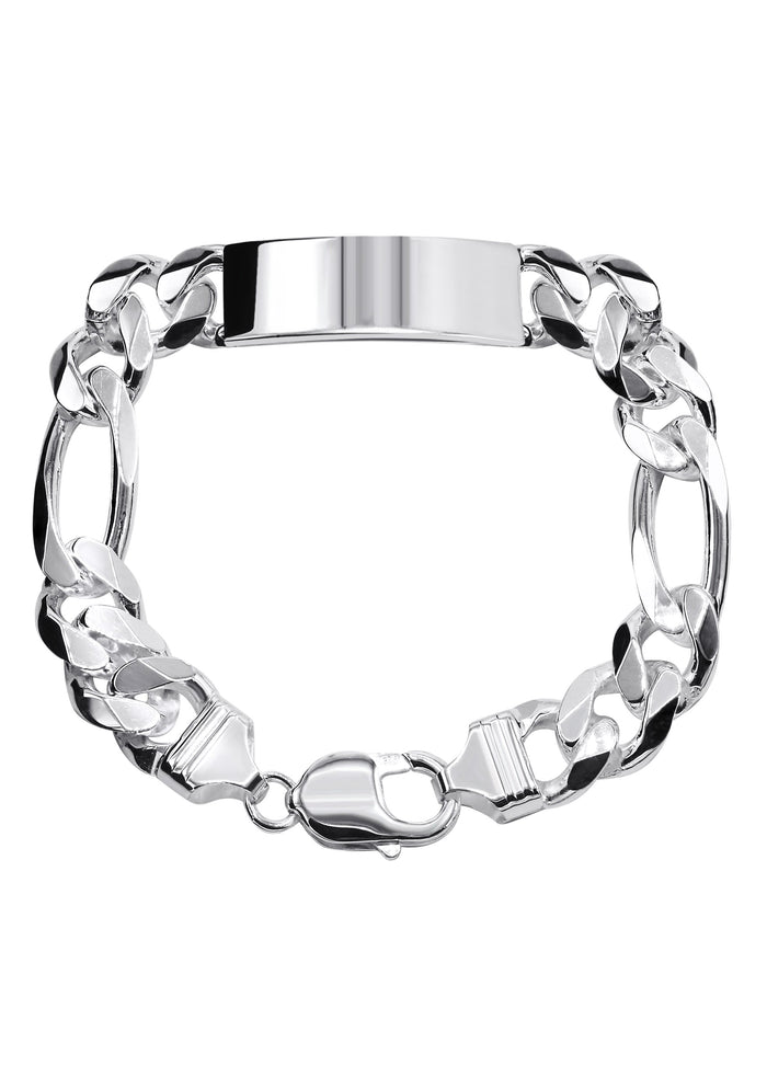 Silver White ID Figaro Bracelet