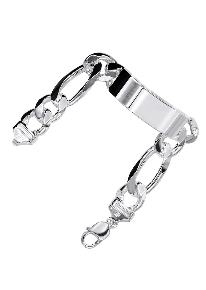 Silver White ID Figaro Bracelet
