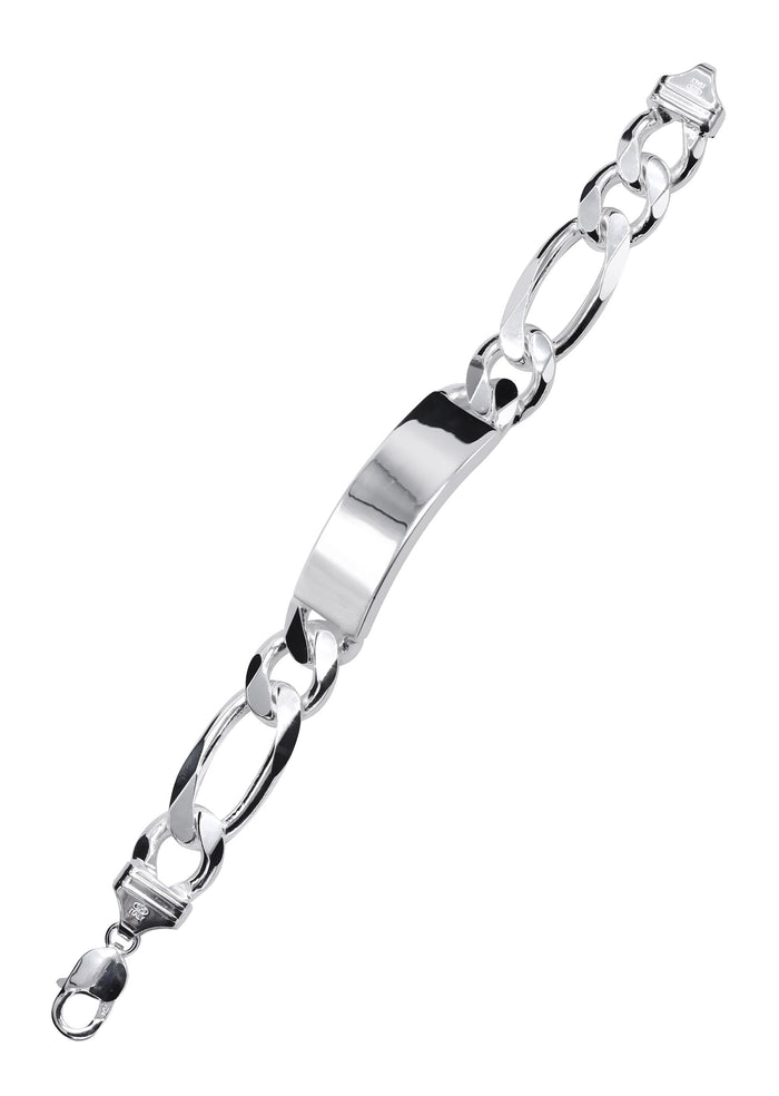 Silver White ID Figaro Bracelet