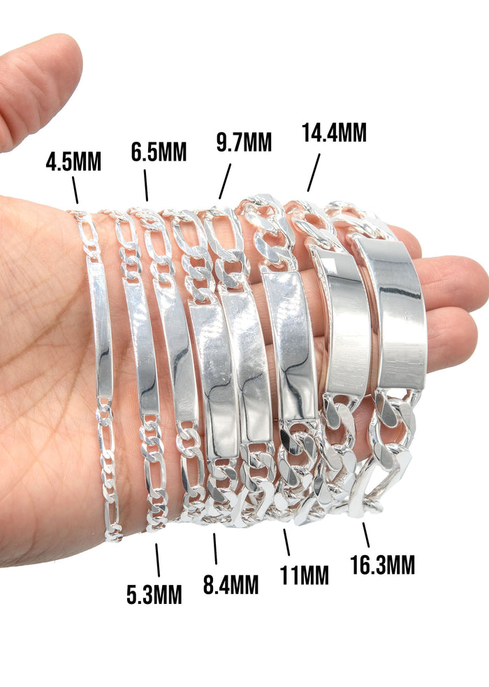 Silver White ID Figaro Bracelet