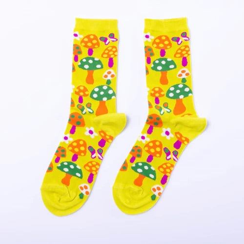 SOCKS "MUSHROOM BUTTERFLY CREW" — by Yellow Owl Workshop