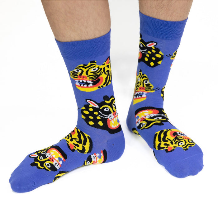 SOCKS "WILD CATS BLUE" — by Yellow Owl Workshop