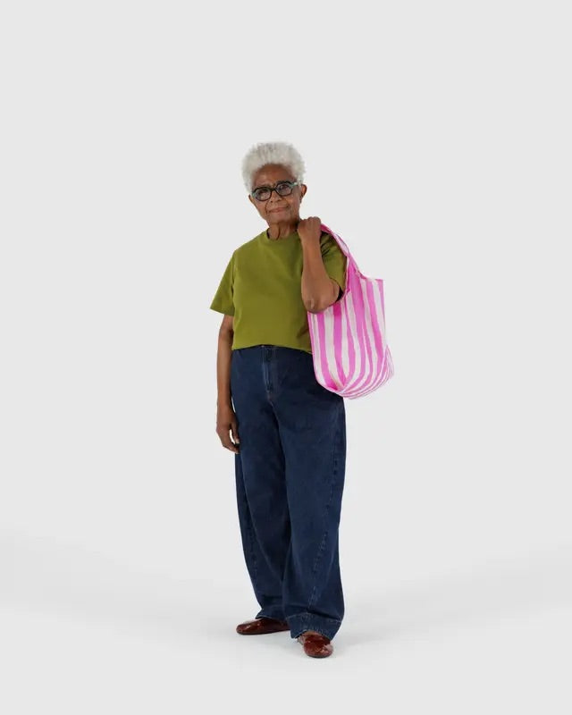 STANDARD REUSABLE BAG (pink painted stripe) — by Baggu