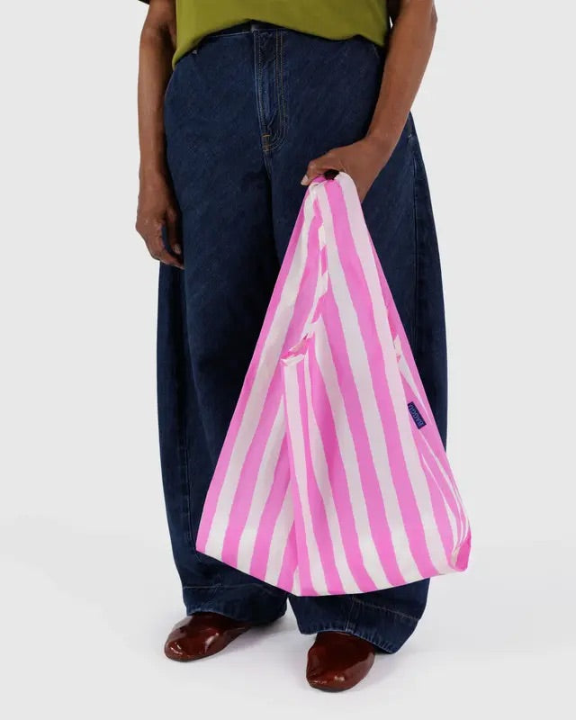 STANDARD REUSABLE BAG (pink painted stripe) — by Baggu