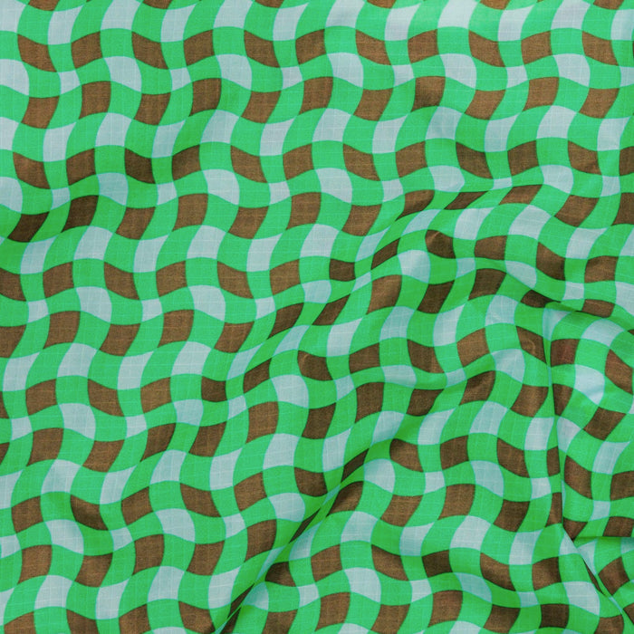 STANDARD REUSABLE BAG WAVY GINGHAM GREEN — by Baggu
