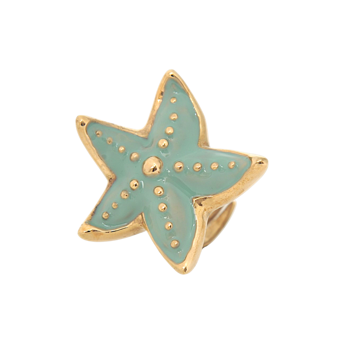 Starfish jewel ring in hand-enamelled 24 kt gold plated brass, Made in Italy