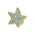 Starfish jewel ring in hand-enamelled 24 kt gold plated brass, Made in Italy