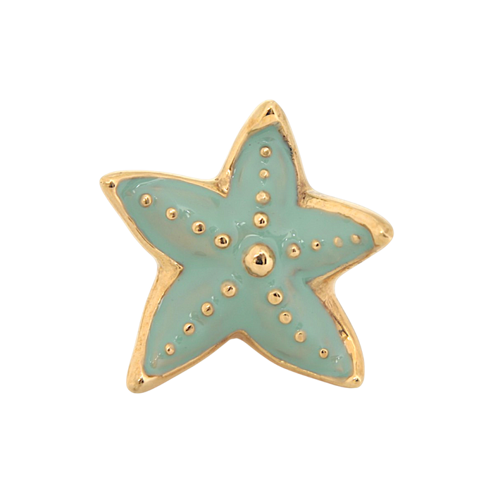 Starfish jewel ring in hand-enamelled 24 kt gold plated brass, Made in Italy