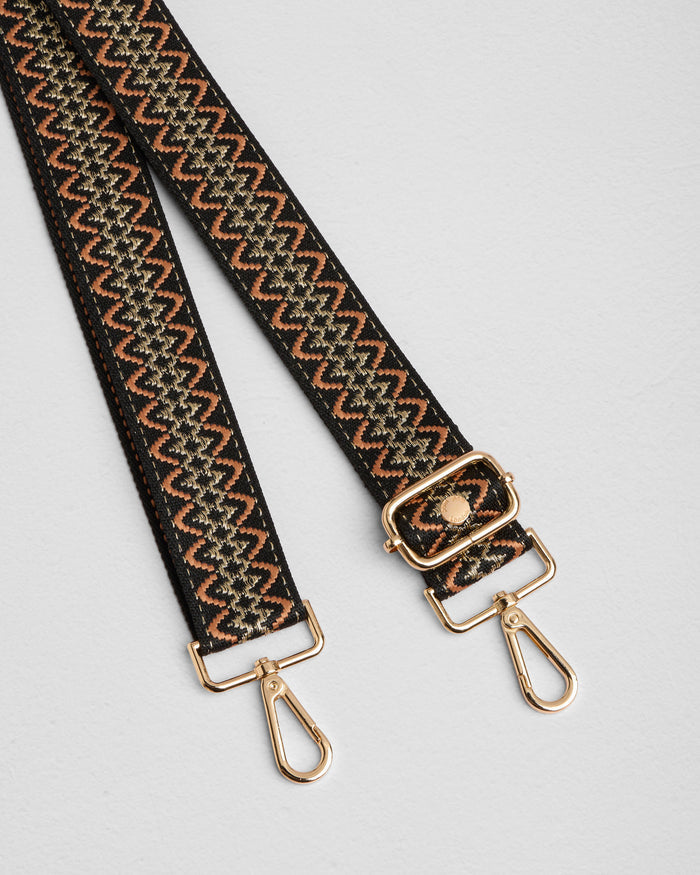 Burnt Orange Kaleidoscope bag strap | Pom Pom London