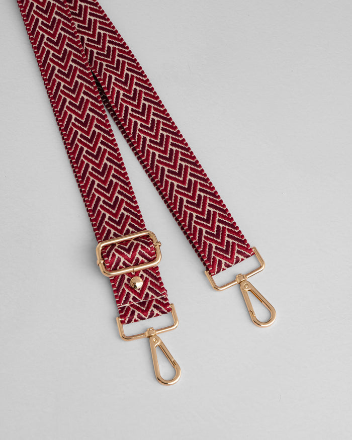 Strap Dark Maroon Chevron Zig Zag-Pom Pom London