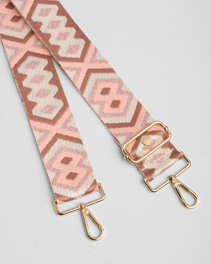 Dusky Orchid Glitter Embroidered bag strap | Pom Pom London
