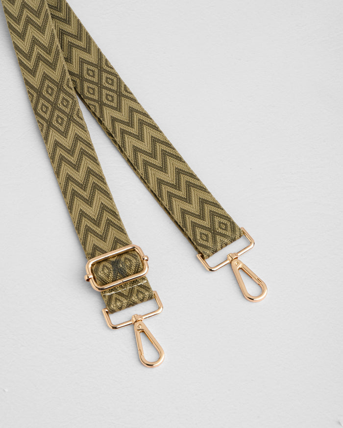 Fern Green Zig Zag bag strap | Pom Pom London
