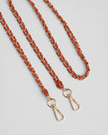 Gold Chain Burnt Orange Weave bag strap | Pom Pom London