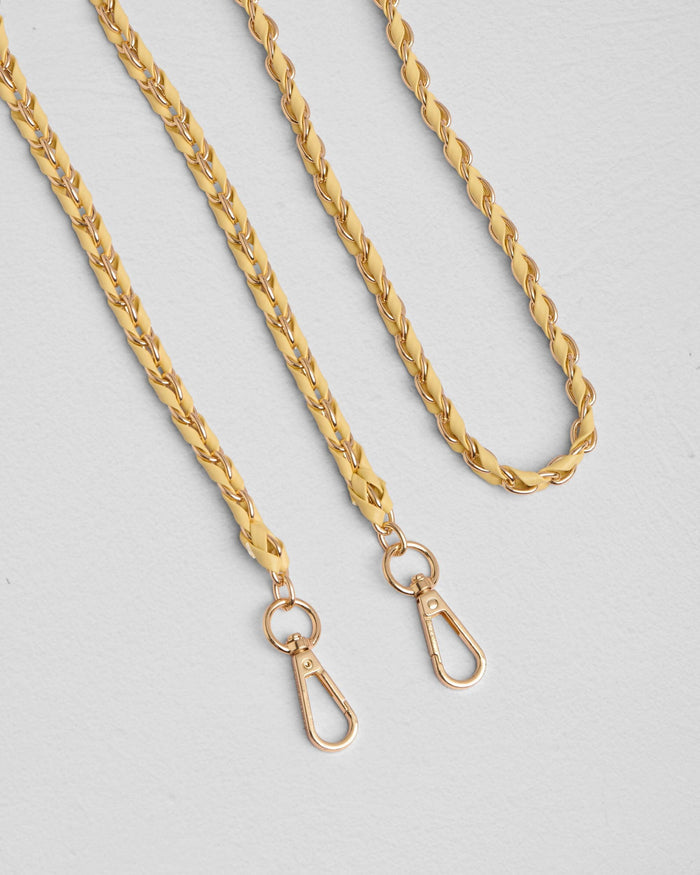 Gold Chain Straw Weave bag strap | Pom Pom London