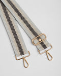 Grey Woven Stripe bag strap | Pom Pom London