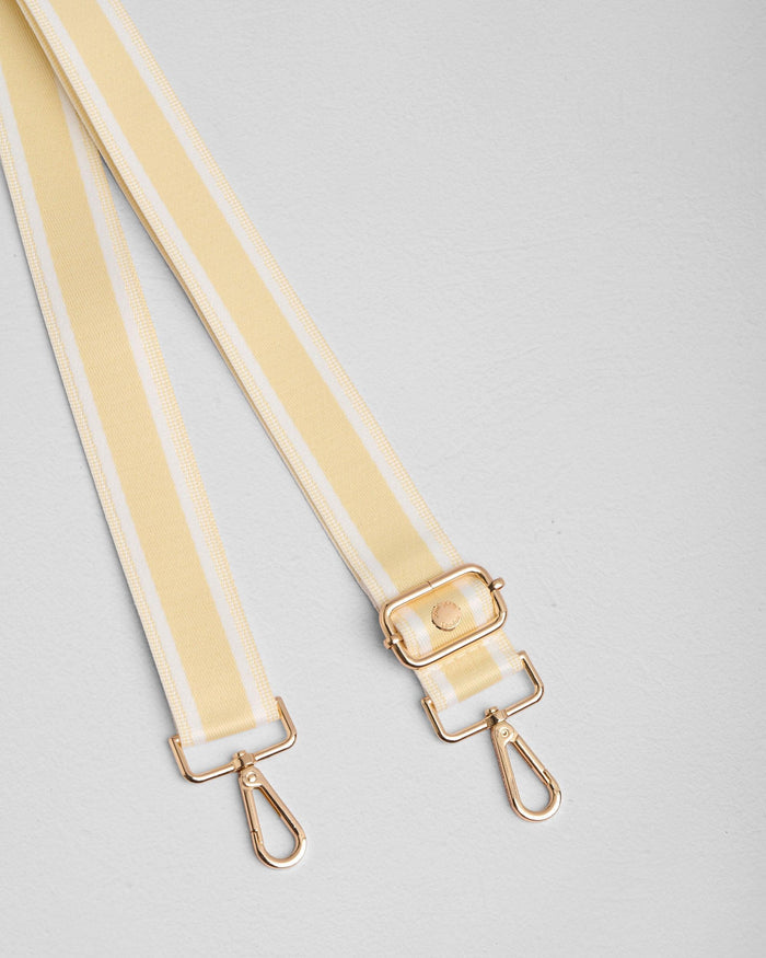 Straw & White Stripe bag strap | Pom Pom London