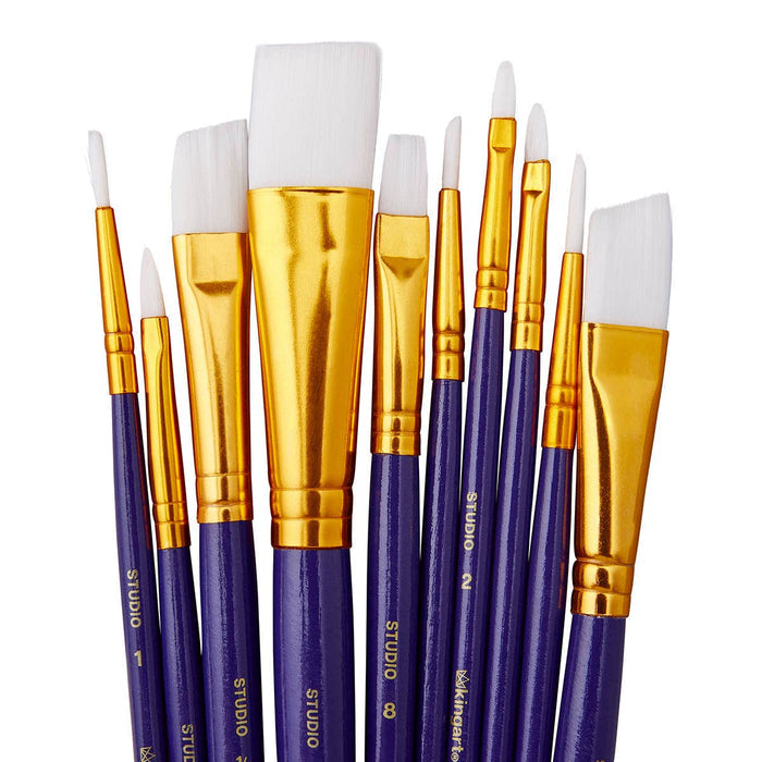 Studio Mixed Media White Nylon Brush Set - 10 pc